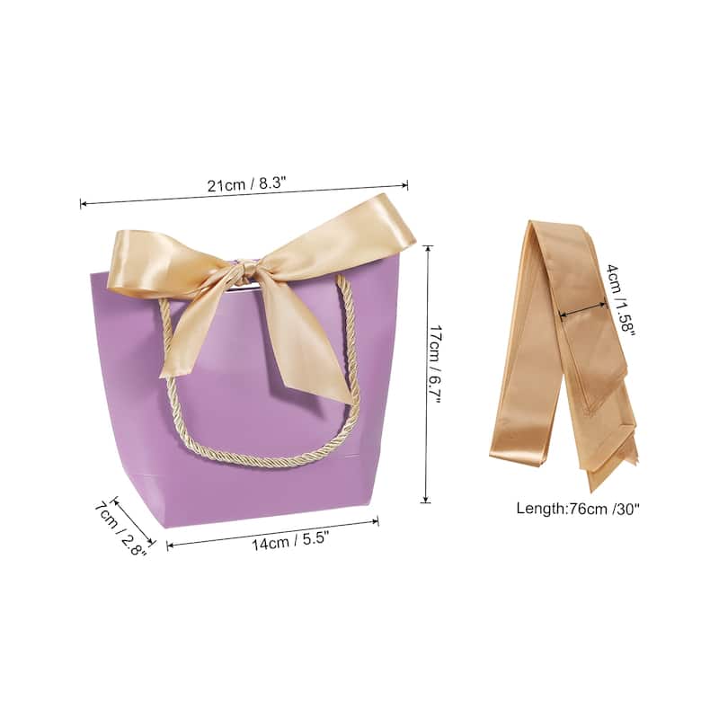 12pcs 8.3"x2.8"x6.7" Gift Bags with Handles Small Favor Bag with Bow - Purple