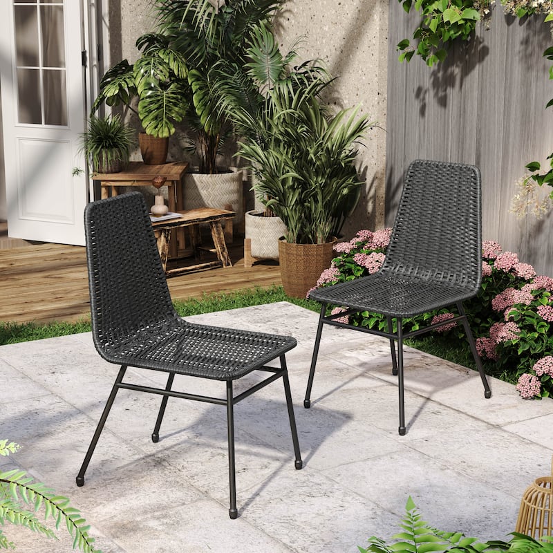 Madison Outdoor Rattan Dining Chair (Set of 2) by Christopher Knight Home - Dark Brown