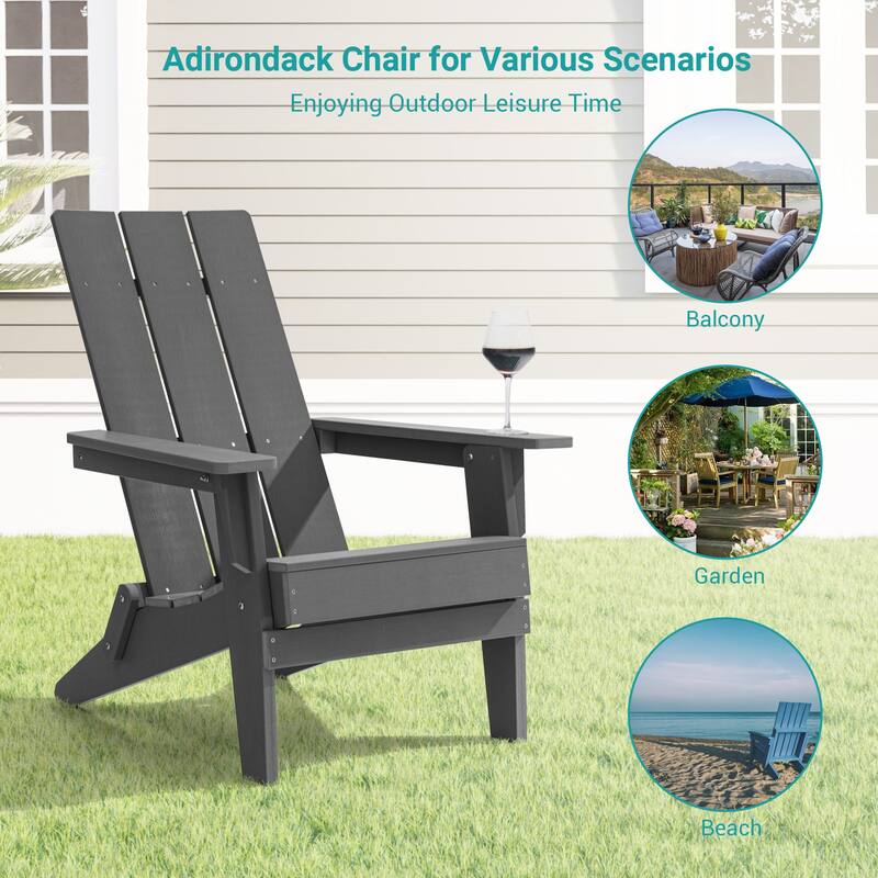 BONOSUKI Folding Adirondack Chair,Weather Resistant Patio Chair-Set of 2