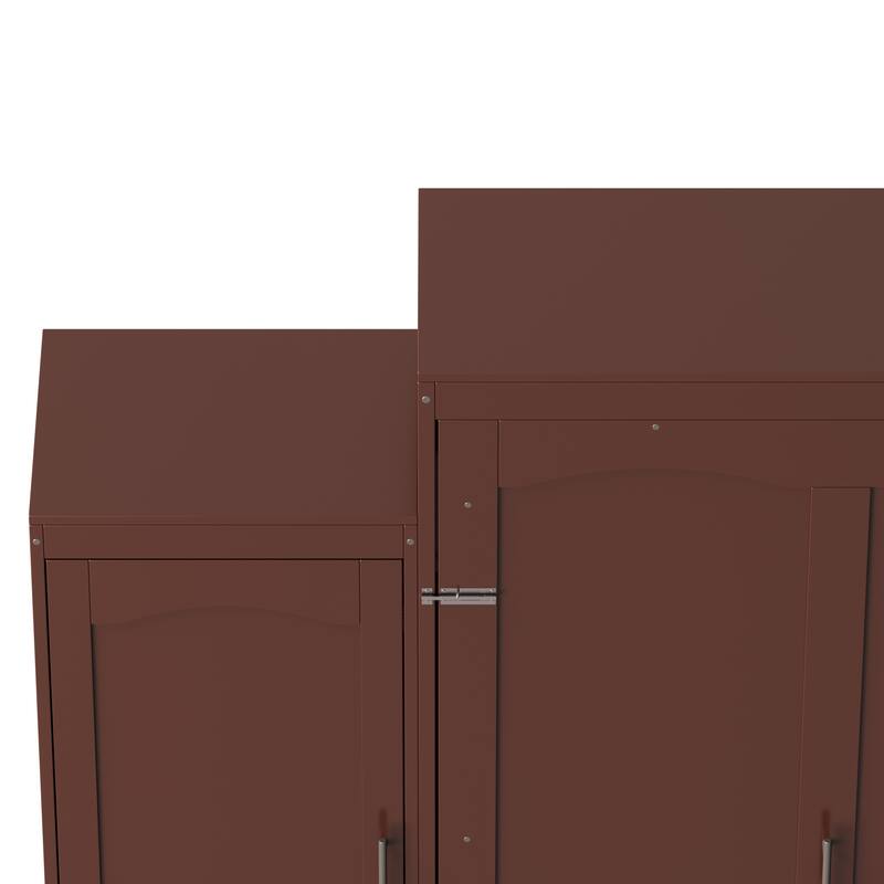 Murphy Bed, Wooden Wall Bed with 2 Wardrobe and Storage Shelf