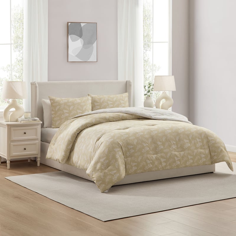 Empyrean 3PC Reversible Botanical Printed Comforter Bedding Set