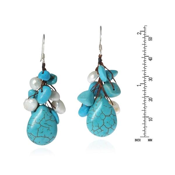Turquoise earrings Blue turquoise dangle earrings Oval turquoise earrings Turquoise jewelry Silver turquoise earrings something blue