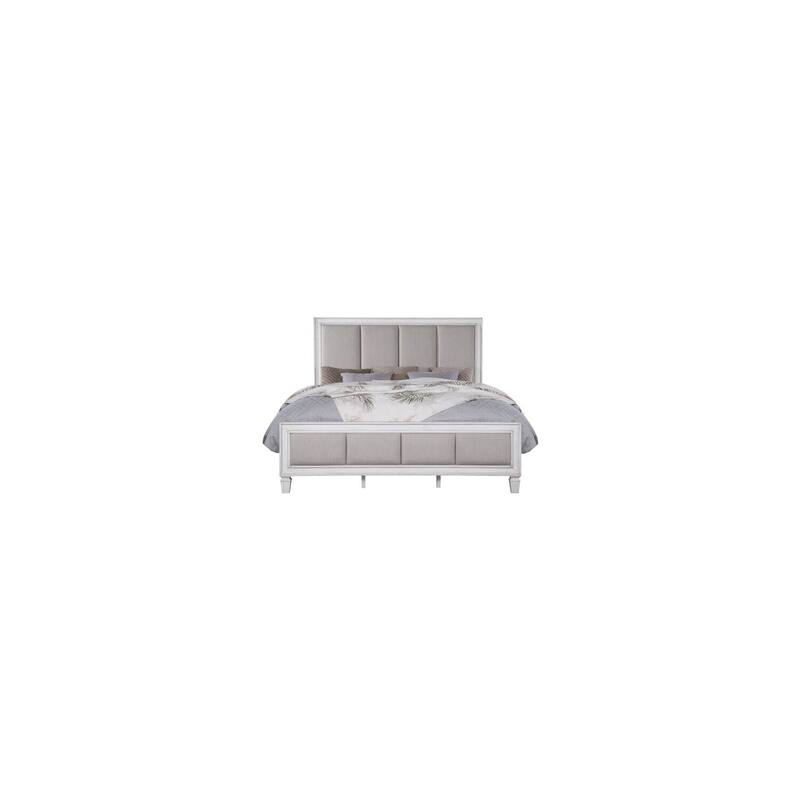 Queen Size Bed Frame - Asian Style Platform Bed - Linen Fabric Bedroom Furniture