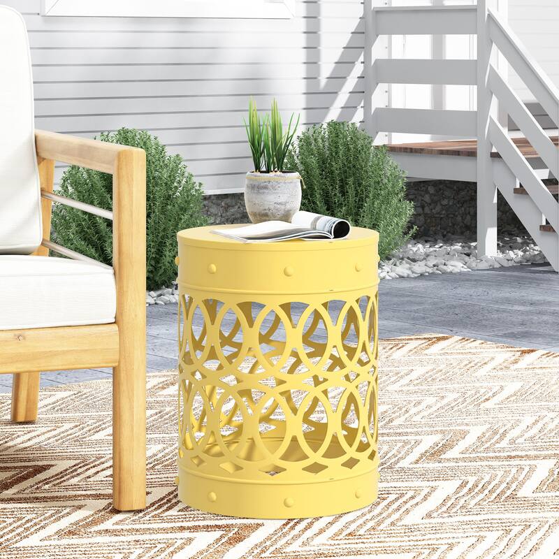 Metal end Table -Large ,Green - Yellow