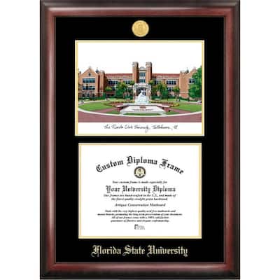 Florida State University 14w x 11h Gold Embossed Diploma Frame with Campus Images Lithograph