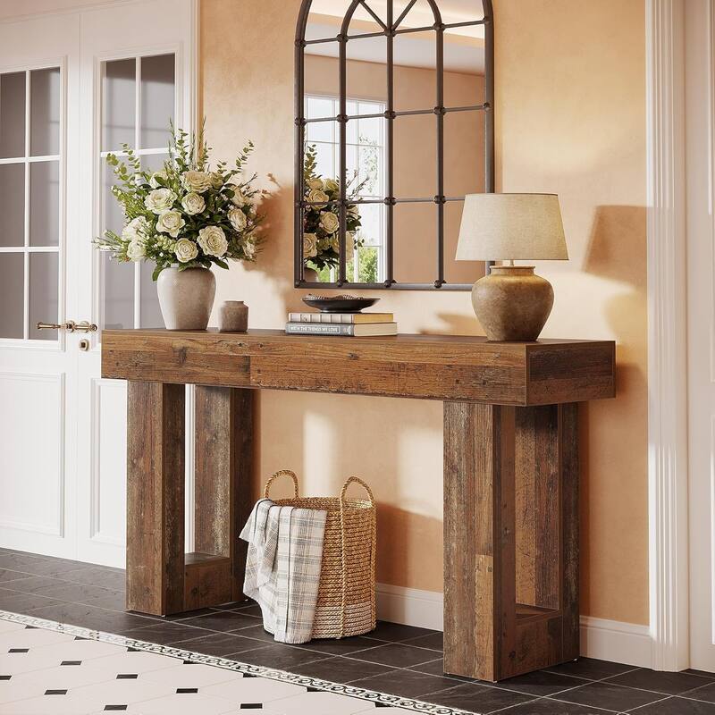 63" Wooden Console Table, Rectangular Sofa Table for Behind Couch, Entryway, HallwayLiving Room