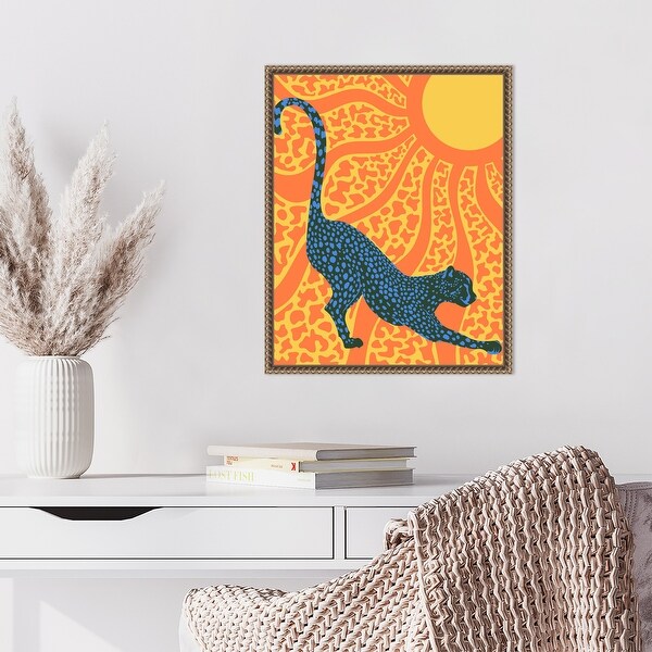 Sunny Stripes Cheetah Stretch by Kintsugi99 Framed Canvas Wall Art