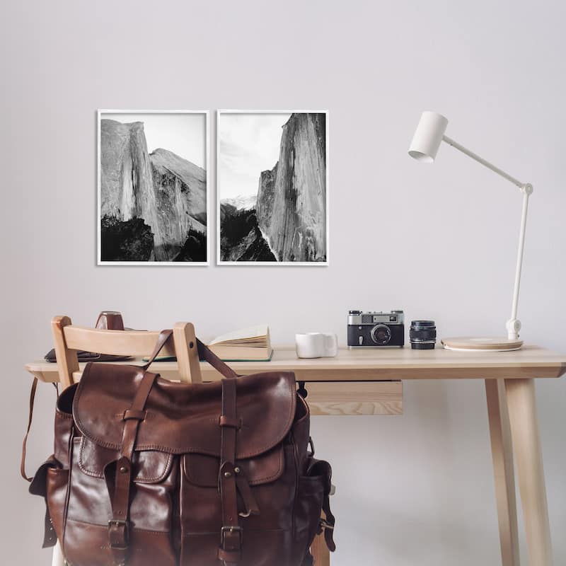 Stupell Monochrome Yosemite Cliffs Framed Giclee Art Design By Gemma Bardot (Set of 2)
