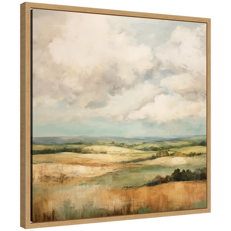 Kate and Laurel Sylvie Rolling Hills Abstract Landscape Framed Canvas by The Creative Bunch Studio - 22x22