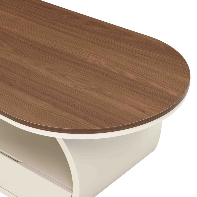 47.24'' Modern Luxury Oval Coffee Table with Storage Drawer for Living Room