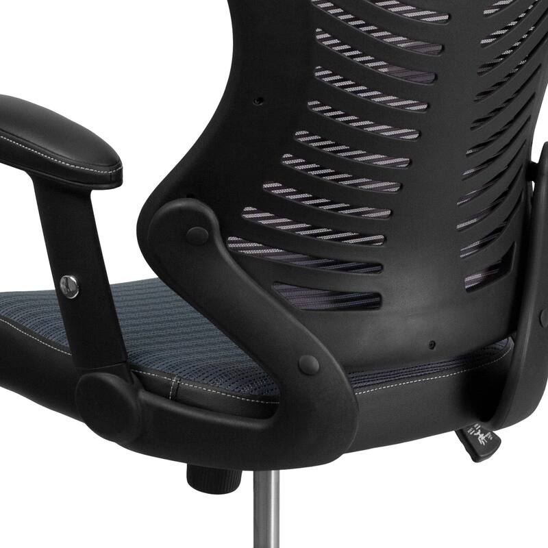 High-Back Mesh Swivel Office Chair with Padded Armrests
