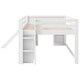 preview thumbnail 10 of 11, Full Size Low Loft Bed with Built-in Slide, Solid Wood Bed Frame with 3 Storage Drawers & 2 Doors for Kids Boys Girls Bedroom