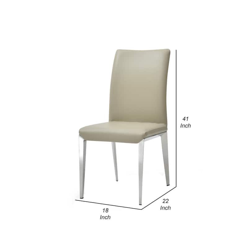 Silver/Gray Faux Leather Upholstered Metal Frame Dining Chair, Set of 2, Sturdy Dining Chair for Dining Rooms - 15.5