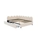 preview thumbnail 4 of 11, Beige Full Size Velvet Platform Bed Daybed with 2 Drawers