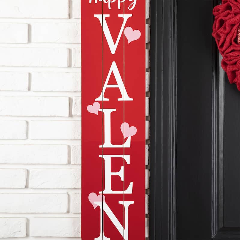 Glitzhome Wooden Happy Valentine's Day Porch Sign Decor