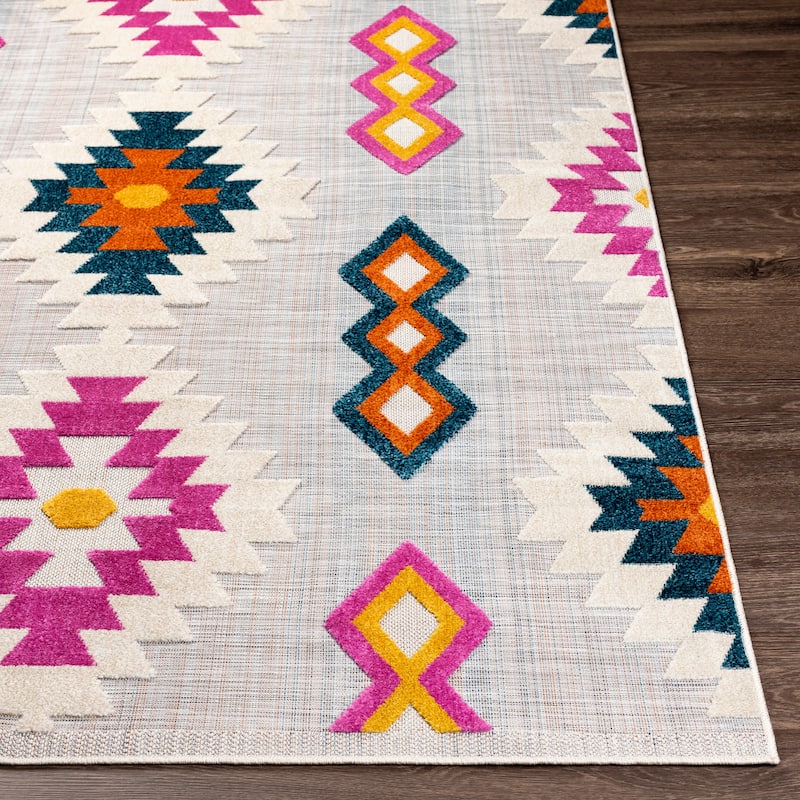 Avril Indoor/ Outdoor Southwestern Stripe Area Rug
