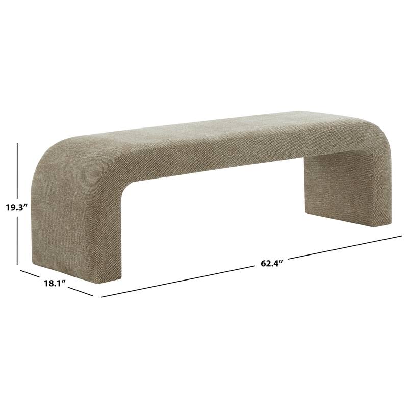 SAFAVIEH Couture Tuyet Curved Waterfall Upholstered Bench (Fully Assembled) - 62" Wx18" Dx19" H - 62"W x 18"D x 19"H