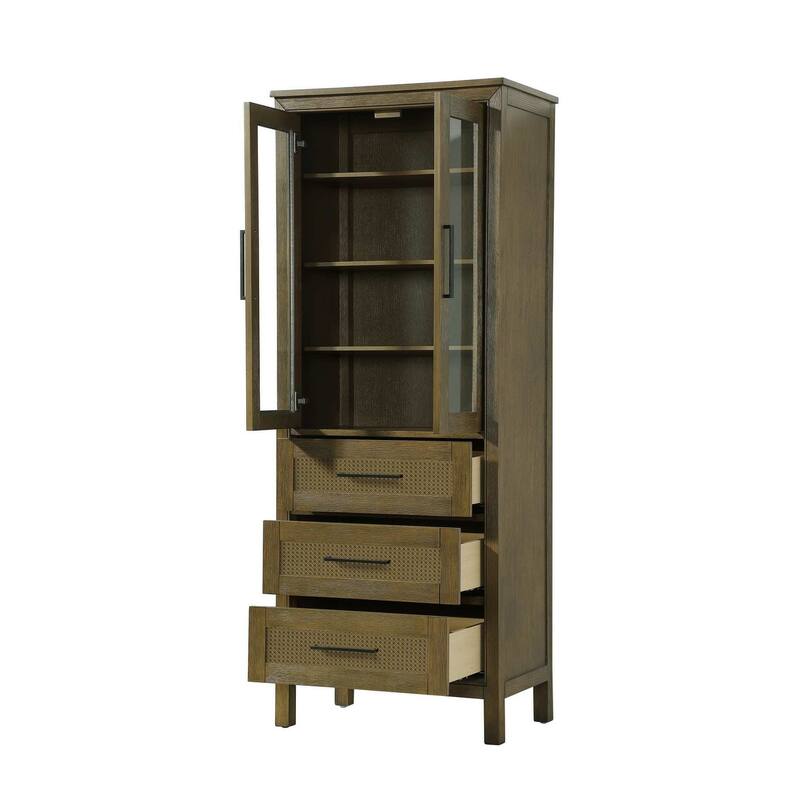 Winslow 16-28 Inch Bath Storage Glass Cabinet