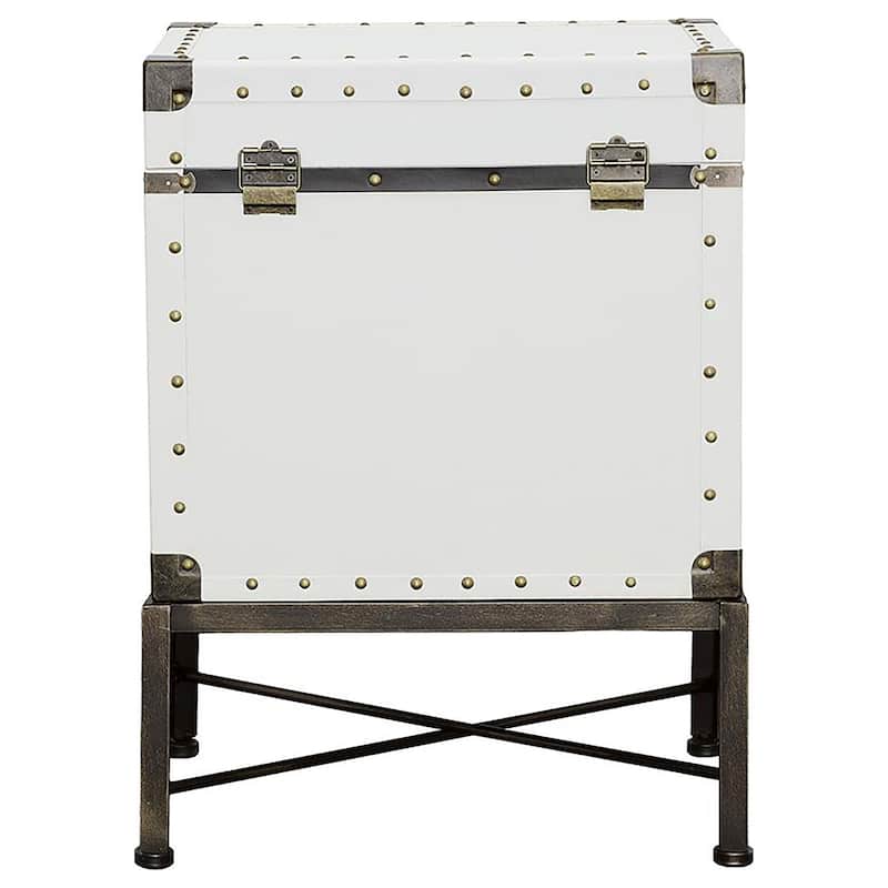 Nancy Upholstered Vintage Side Table Storage Trunk White