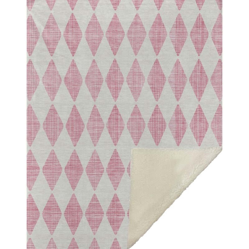 Premium Machine Washable Modern Argyle Sherpa Throw Blanket