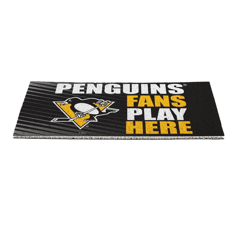 28 in. x 16 in. Pittsburgh Penguins "Fans Play Here" PVC Door Mat