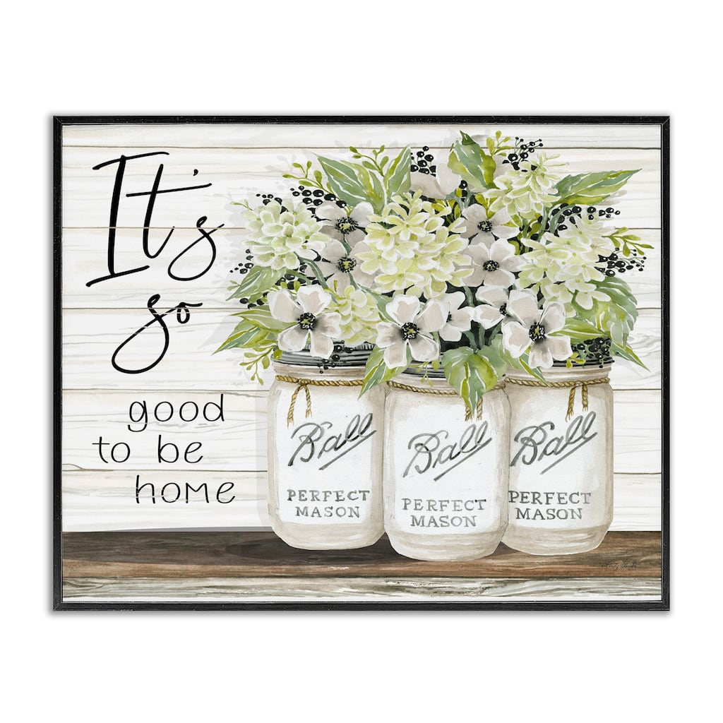 Stupell So Good To Be Home Phrase Charming Floral Bouquet Framed Giclee Texturized Art by Cindy Jacobs
