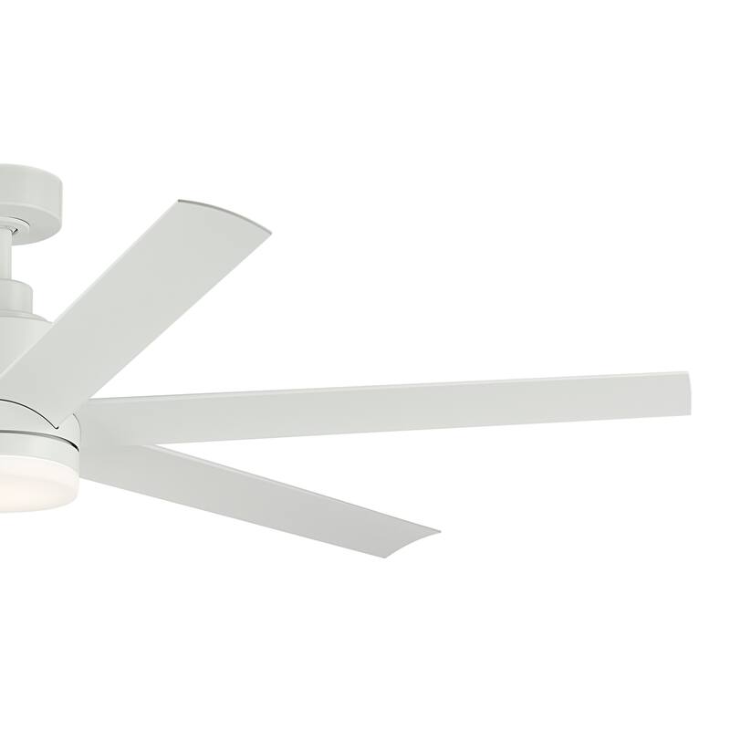Kichler Lighting Loa 65 Inch Ceiling Fan with Satin Etch Cased Opal Glass in Matte White with White Blades