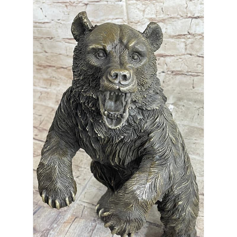 Standing Bear Bronze Metal Statue Sculpture Decor Collectible Figure 17 Inches X 9 Inches