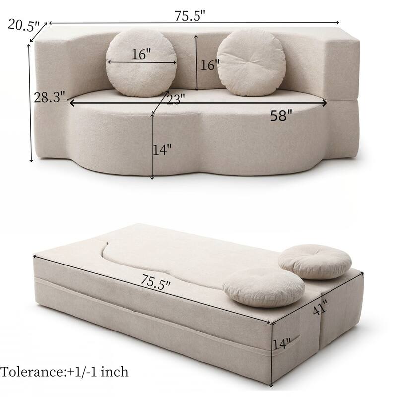 Folding Sofa Bed with Pillow, Sleeper Sofa, Floor & Futon Loveseat Couch