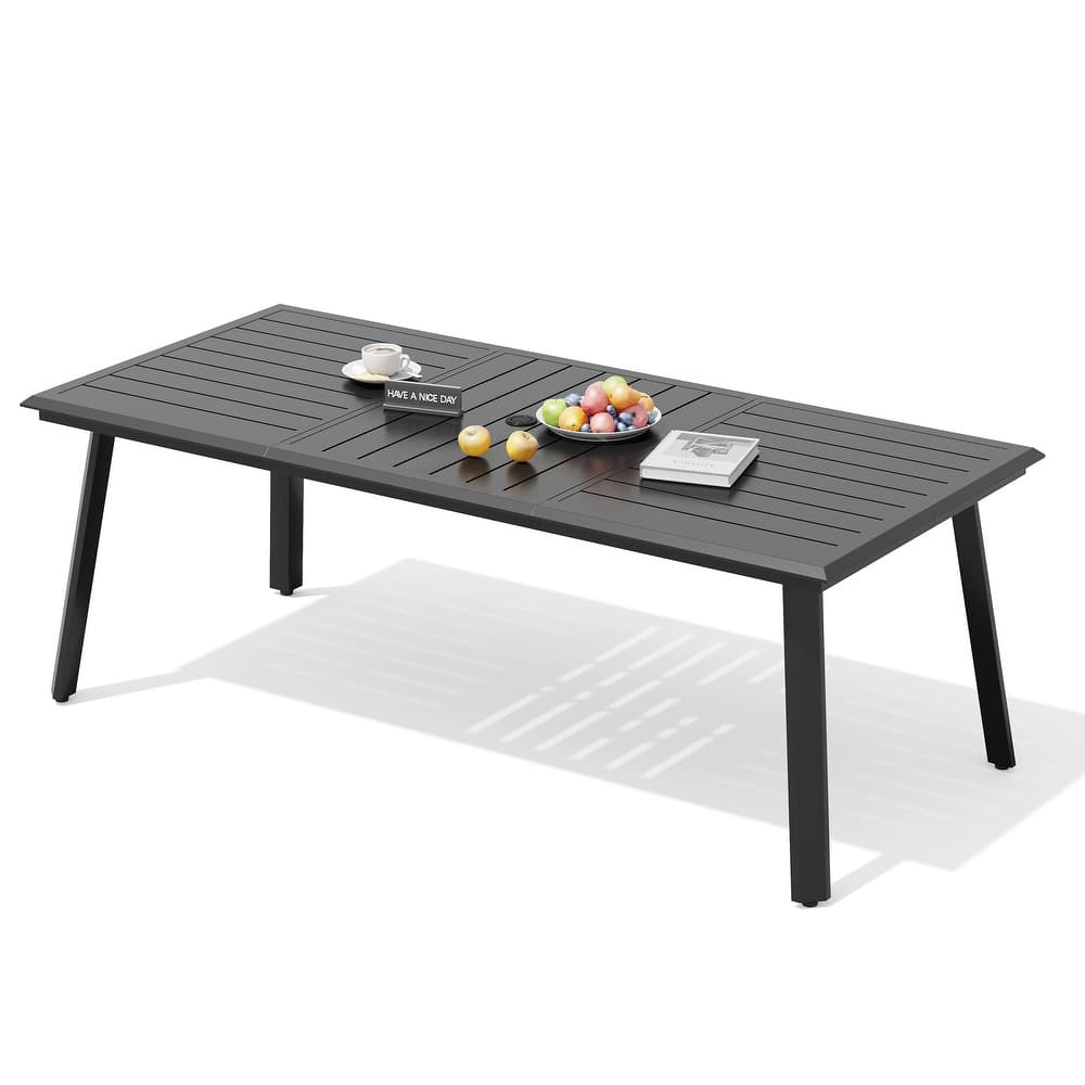 Outdoor All-Aluminum Dining Table with Umbrella Hole for 6-12 Person