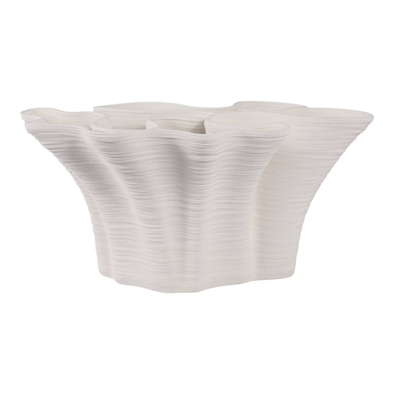Porcelain Modern Decorative Vase Abstract Ruffled Design - 8" Ivory - Ivory - 17" x 14" x 8"
