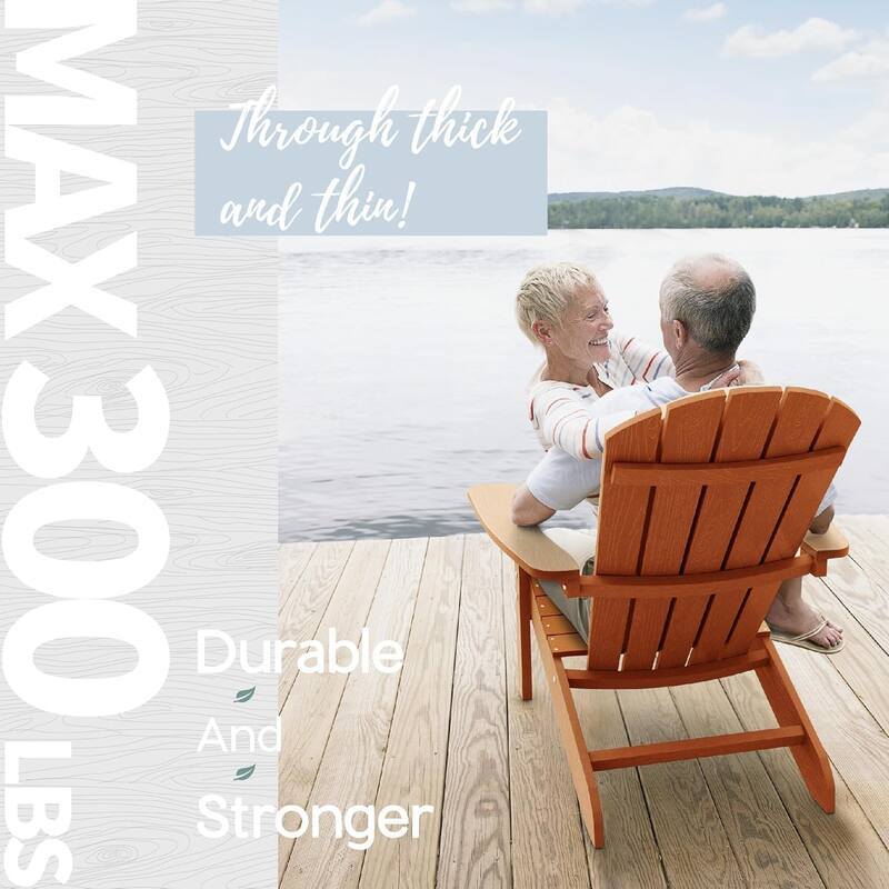 WINSOON All Weather HIPS Outdoor Plastic Adirondack Chairs Set of 2