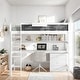 preview thumbnail 2 of 10, Artsy Twin Size Loft Bed with Desk, Blackboard, Storage Box, Shelf and 3 Drawers, Safety Guaranteed & Maximized Space, White