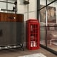 preview thumbnail 3 of 18, Red Wooden Vintage London Booth 2 Shelf Telephone Storage Unit