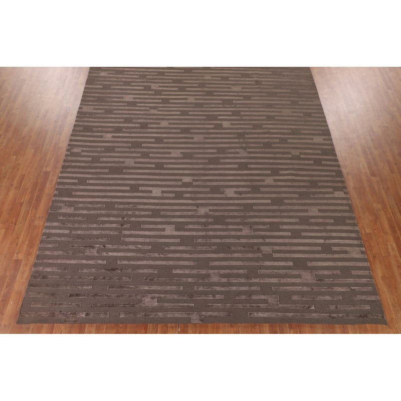 Striped Nepalese Oriental Large Area Rug Handmade Wool Carpet - 10'1" x 13'7"