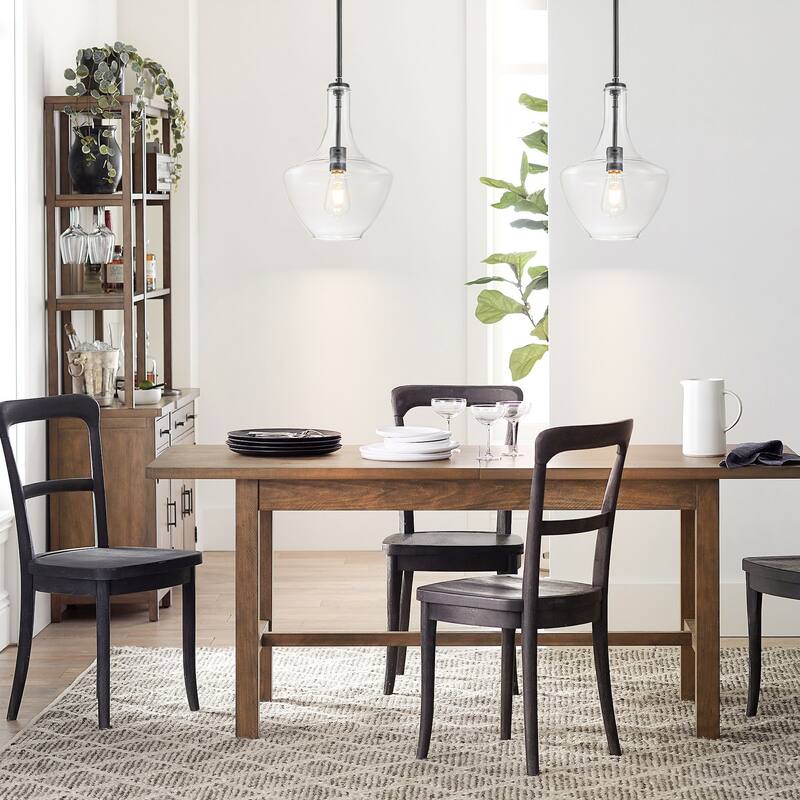 10.4" 1-Light Modern Bell-Shaped Chrome/Gold/Matte Black Clear Glass Pendant Light for Kitchen Island Dining Room