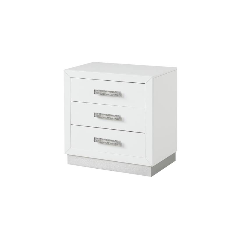 Nightstand Made with Wood in Milky White Color