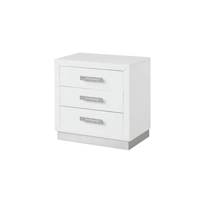 Nightstand Made with Wood in Milky White Color