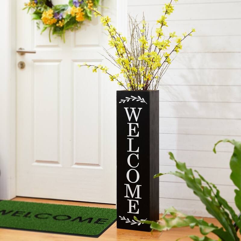 Glitzhome 30"H Rustic Welcome & Home or Welcome & Porch Double Sided Wooden Planter Sign Front Door Decor(2025 Quality-upgraded)