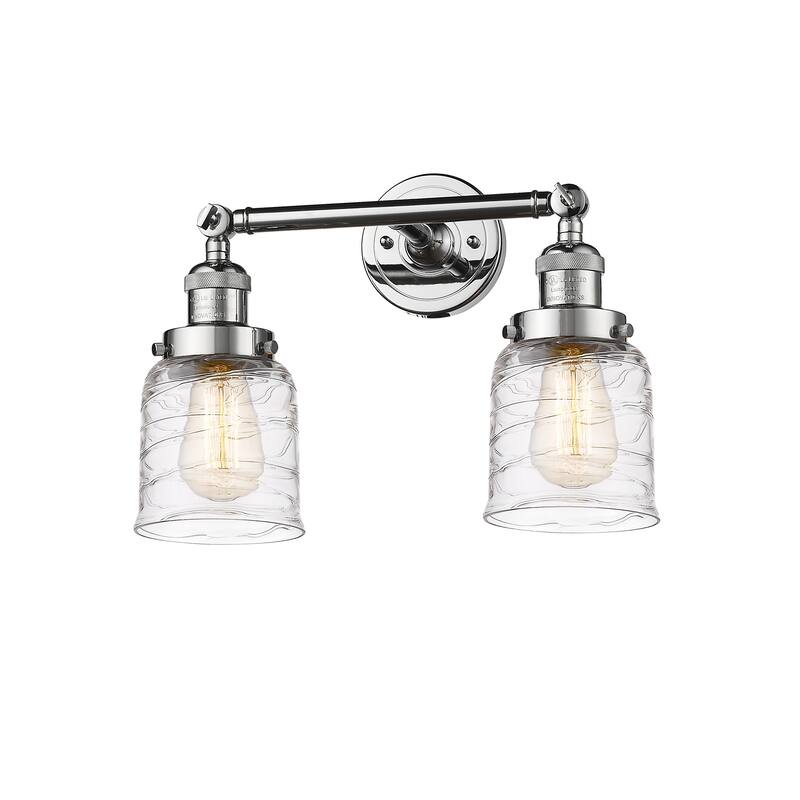 Innovations Lighting Bell 2 Light 16" Bath Vanity Light - Deco Swirl/Polished Chrome