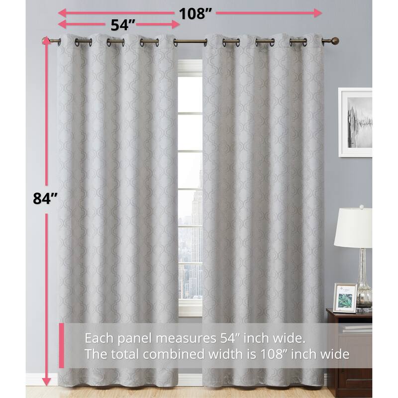 HLC.me Redmont Lattice Thermal Room Darkening Light Blocking Privacy Blackout Grommet Curtain Panels - Set of 2
