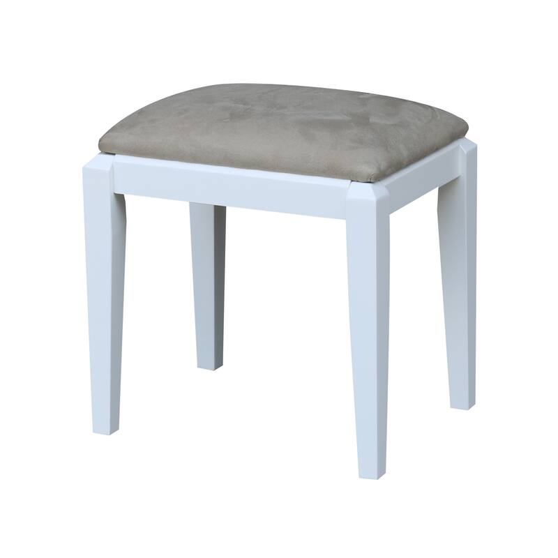 Solid Wood Upholstered Vanity Bench - White