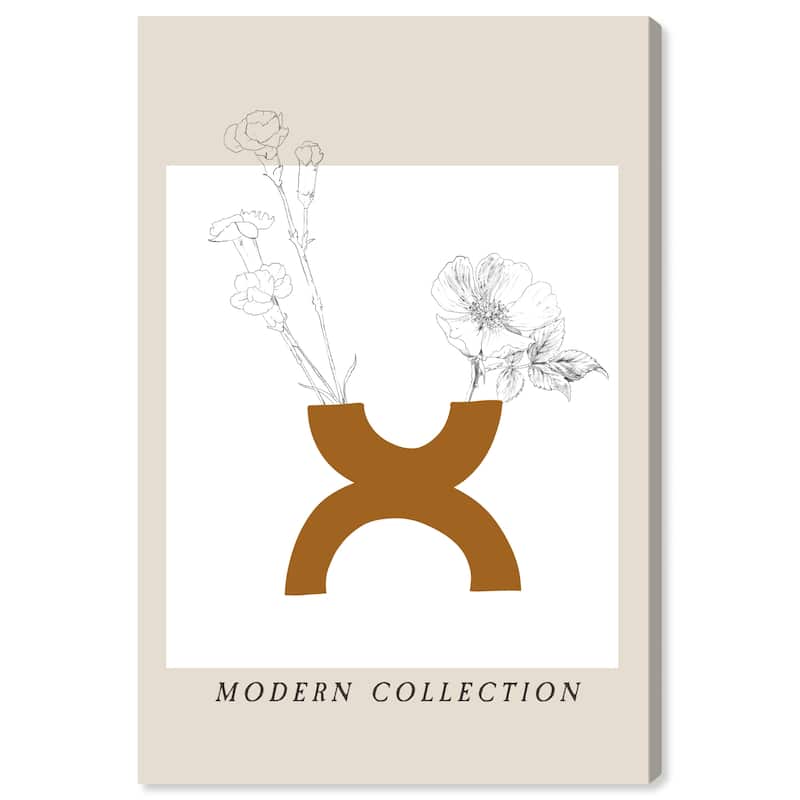 Wynwood Studio Canvas Floral and Botanical Modern Trendy Vase Brown and Modern & Contemporary Wall Art Canvas Print