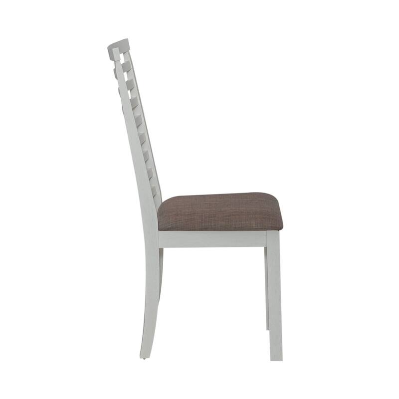 Brook Bay Textured White Carbon Gray Upholstered Ladder Back Side Chair (Set of 2)