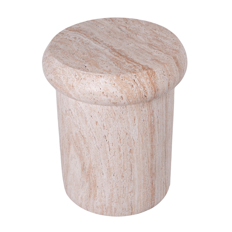 Christopher Knight Home - Lightweight Concrete Sculptural Side Table with Faux Marble Travertine Finish for Indoor & Outdoor