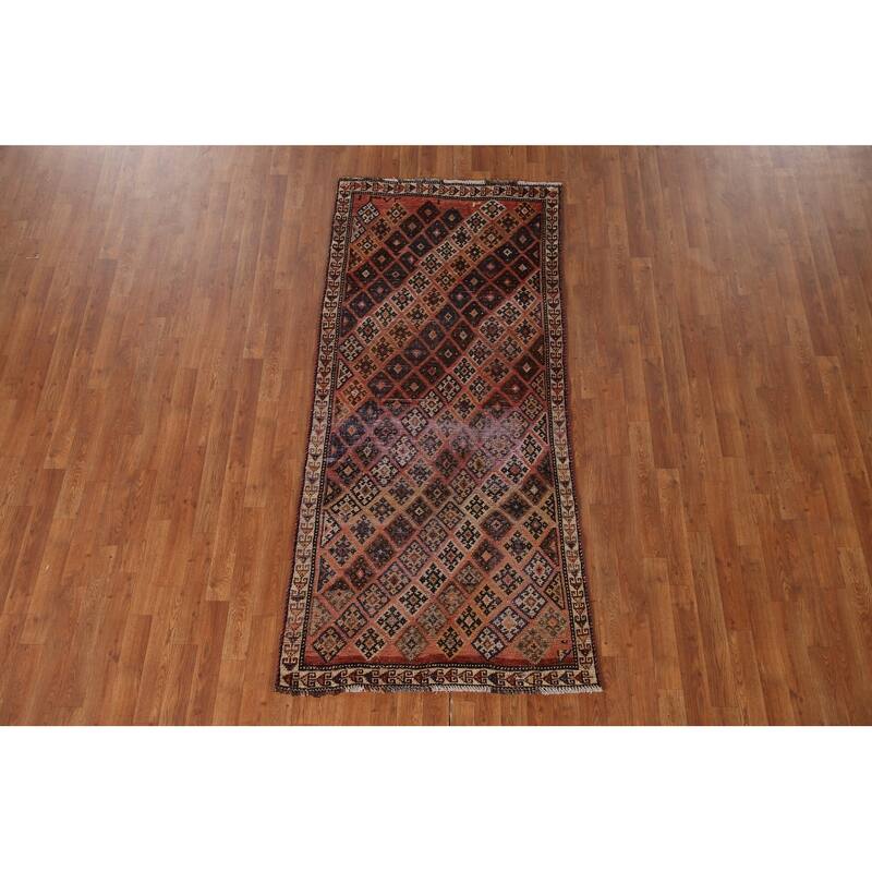 Qashqai Persian Antique Runner Rug Handmade Foyer Wool Carpet - 3'3"x 7'4"