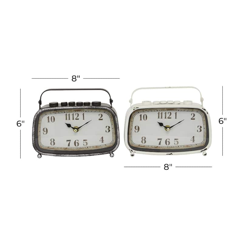 Metal Retro Radio Style Clock - Set of 2 Multi Colored - Roche River Decor