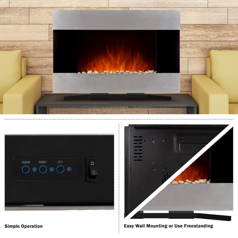 Northwest Wall-mounted LED Electric Fireplace w/ Remote