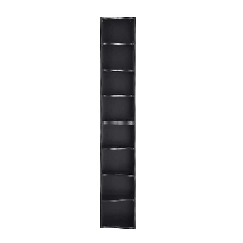 Anmytek White Wave Design Ladder Shelf - 8 Tier Tall Narrow Bookcase for Small Spaces with Anti Tip Kit