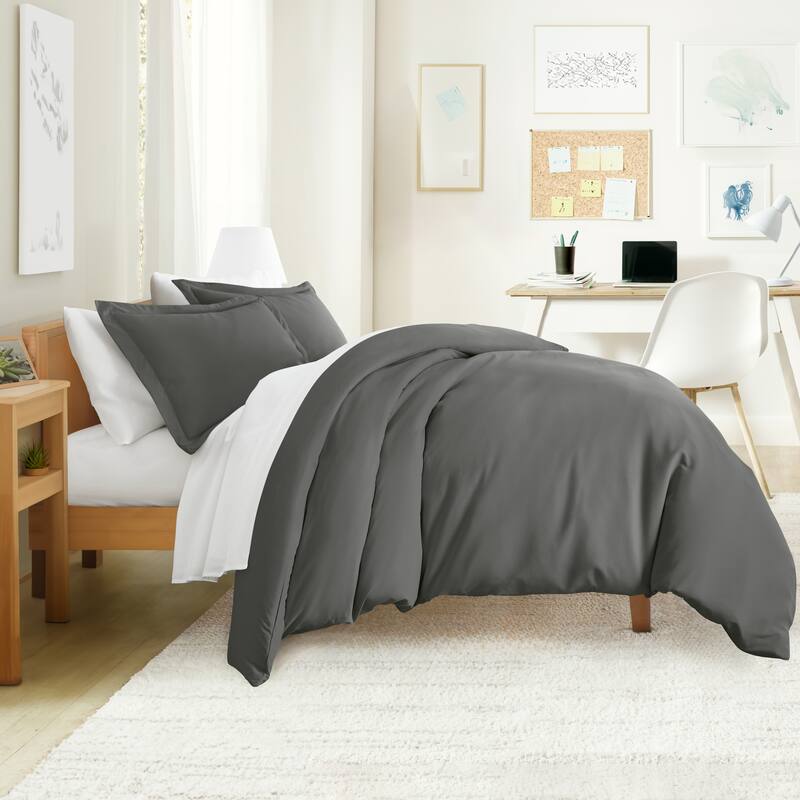 Simply Essential Dorm In A Bag Duvet, Sheet Set, Mattress Pad and Duvet Insert - Gray - Queen